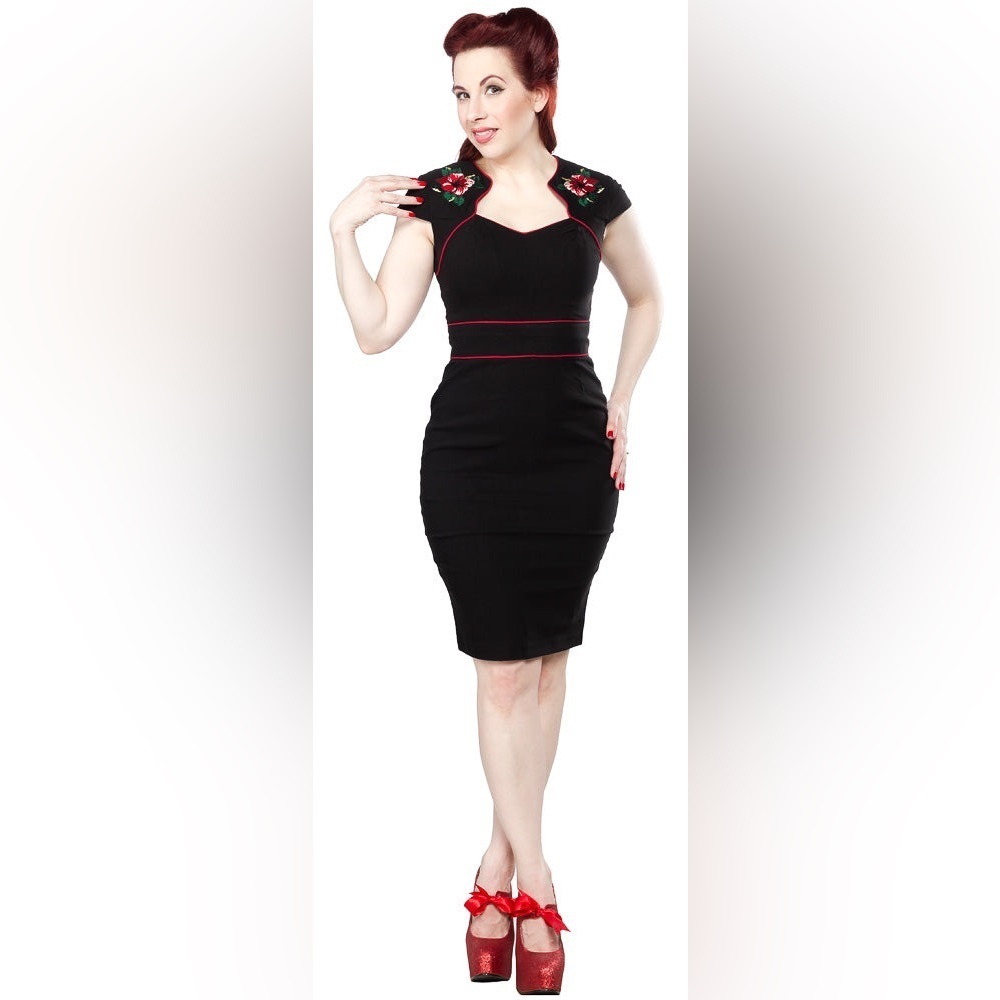 Hell Bunny Hibiscus Dress, Black, Small, NWOT 🌺 - Picture 2 of 8